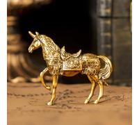 Armored Unicorn Statue 100% Solid Brass, Mythological Warhorse Sculpture, Handcrafted Vintage Collectible Art, Fantasy Décor for Bookshelf, Unique Gift for Mythology Lovers & Medieval Enthusiasts