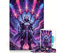 Armored Warrior Glowing Swords for Adults 1000 Piece Puzzle Cognitive Train Clean Connection Pattern Build Room Art (38x52cm)