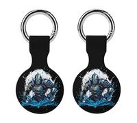 Armored Warrior Medieval Knight Keychain Holder Case Compatible with AirTag Waterproof Silicone Shell Protective Case 2PCS