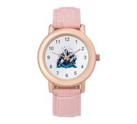 Armored Warrior Medieval Knight Women's PU Leather Strap Watch Analog Quartz Watch Casual Wristwatch for Home Work