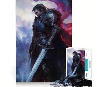 Armored Warrior with Swords And Cape Jigsaw Puzzle 1000 Piece for Adults Logic Exercise Stress Less Family Activity Nice Decor (50x75cm)
