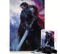 Armored Warrior with Swords And Cape Jigsaw Puzzles for Adults 1000 Piece Recreational Game Clean Connection Pattern Assemble Table Accent (38x26cm)