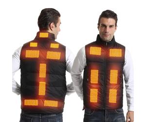 Armorget Heated Down Vest Men Women, Heated Vest with USB Plug, 3 Temperature Adjustable, 15 Heating Zones, Outdoor Heated Gilet, Vest Coat for Outdoor Leisure, Hiking, Cycling 3XL Black