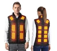Armorget Heated Vest, 3-Levels Temperature Control, with 17 Heating Zones, USB Rechargeable Heated Gilet, Washable Heated Jacket for Outdoor Camping, Hiking (Batteries Excluded) 2XL Black