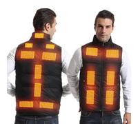 Armorget Heated Vest, With 15 Heating Zones, 3-Levels Temperature Control, USB Rechargeable Heated Down Vest, Washable Heated Jacket for Outdoor Camping, Cycling, Hiking (Batteries Excluded) L Black