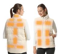 Armorget Heated Vest, With 15 Heating Zones, 3-Levels Temperature Control, USB Rechargeable Heated Down Vest, Washable Heated Jacket for Outdoor Camping, Cycling, Hiking (Batteries Excluded) XL White