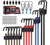 ARMORLOGISTICS Bungee Cords with Hooks, Bungee Cords Heavy Duty Outdoor 33pcs, 10", 18", 24", 32", 40" Bungee Cord with Metal Hook, Tarp Clips,Ball Bungees, Storage Bag