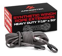 Armortek Extreme Synthetic Rope Winch Heavy Duty Tow Rope,11mm x 15m Cable with Hook, Stopper and Handsaver Strap, 11000KG Load - For Car, Truck