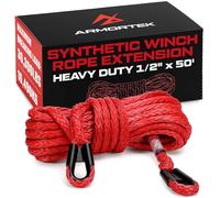 Armortek Synthetic Extension Rope Winch Heavy Duty Tow Rope, 12.5mm x 15m Winch Cable with Winch Hook, Rope Stopper and Handsaver Strap, 16490KG Load - Ultimate Winch Rope Kit, For Car, Truck