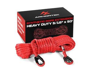 Armortek Synthetic Winch Extension Rope Heavy Duty Tow Rope, 8mm x 15m Winch Cable with Winch Hook, Rope Stopper and Handsaver Strap, 7900KG Load - Ultimate Winch Rope Kit, For Car, Truck