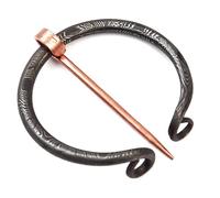 Armory Replicas™ Hand Forged Twisted Damascus Steel Penannular Brooch with Copper Pin - Unisex Renaissance, One Size, Stainless Steel, no gemstone