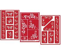 Armour 3 Etch Over N Over Reusable Glass Etching Stencils Set | Butterfly, Fleur De Lis, Rose