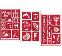 Armour 3 Etch Over N Over Reusable Glass Etching Stencils Set | Nautical Theme | Paradise, Seashore, Under The Sea