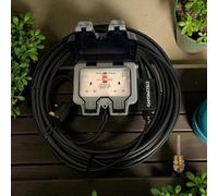 ARMOURED CABLE OUTDOOR EXTENSION LEADS 2GANG WEATHERPROOF IP66 RATED 2 WAY SOCKET HEAVY DUTY ROBUST MADE TO LAST OUTDOORS 2G OUTDOOR POWER (RCD PROTECTED, GREY/BLACK, 5 METRE)