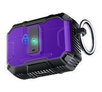 Armoured Heavy Duty for AirPods Pro3 Generation Case with Lock & Keychain, 360°Heavy Duty Drop Protection, 1-Click Open & Magnetic Lid, AirPods Pro 3rd Hard Cover Case for Outdoor & Travel-Purple