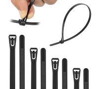 Armpow 100PCS 7.6mm x 250mm Reusable Heavy Duty Nylon Strong Cable Ties Tie Wraps Nylon Large Releasable Zip Ties DIY Home Garage Office (Black)