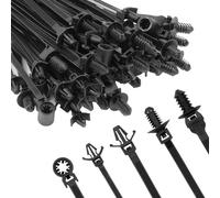 Armpow 210Pcs Car Mount Wire Ties Black Zipper Nylon Push-in Zip tie Heavy Duty Self-Locking UV Resistant Cable Ties for Automotive Construction Indoor Wire Bundling
