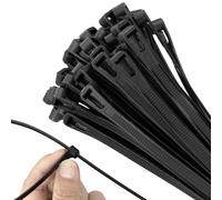 Armpow Nylon 18 Inch Reusable Zip Ties, 100 Black, Heavy Duty Outdoor Cable Ties, UV Resistant, Releasable Wire Management for Patio