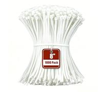Armpow Nylon 8 inch White 1000 PCS Cable Tie, PA66 UV Resistant, Self-Locking, Heavy Duty for Indoor and Outdoor Use