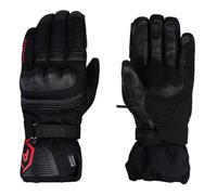 ARMR Kumaji 3.0 Motorcycle Mens Motorbike CE Waterproof Glove with PU Knuckle Protector, Fleece Lining, Touchscreen Compatible forefinger thumb, Bike Rider Adventure Gloves Black Red (Black/Red, L)