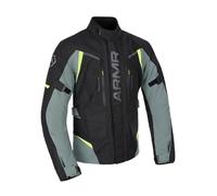ARMR Men's Kiso 4.0 Waterproof Motorcycle Jacket, Black/Green/Fluo Yellow, 3XL