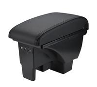 Armrest Box Compatible with VW Polo 2019 2020 2021 2022 2023 2024 Car Center Console Dual Layer Leather Storage with USB Charging Port - Black