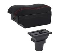 Armrest Box For Toyota For Yaris 3 For Vitz For Hybrid Car Armrest Box Car Supplies Interior Details USB Charging LED Center Console Armrest(E2 Red Line)