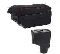 Armrest Box For Toyota For Yaris For Hybrid 2015 2016 2017 2018 2019 2020 2021 Car Armrest Box Central Console Storage Box USB LED Center Console Armrest(E2 Red Line)