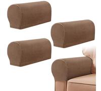 Armrest Chair Covers, Set of 4 Stretch Armchair Covers for Arms，Spandex Polyester Sofa Arm Caps Non Slip Armrest Covers for Chairs Furniture Protector Armchairs Sofa Couches Recliner (Coffee)