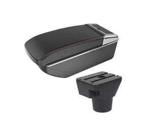Armrest For Kia For Rio2 For Armrest Car Interior Center Console Multi-functional Accessory Storage Box Trim Parts Cup Holder Armrests Storage Box(B1 Black red NO USB)