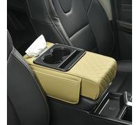 Armrest Pad Cover forPontiac Solstice 2006-2009, Memory foam armrest cover w/cup holder & tissue box, breathable leather, non-slip, fits all cars.