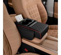 Armrest Protection Pad for Jeep Cherokee/Grand Cherokee L 4xe, Armrest Box Heightening Pad, Four-in-one Car Storage Bag,Black and red