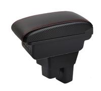 Armrest Storage Box For Fit For Jazz GE Car Central Armrest Storage Box Elbow Support For Drivers And Passengers(A-3USB-Red Line)