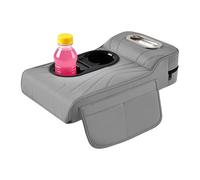 Armrest Storage Box - Leather Car Armrest Covers, Console Organizer, Cup Holder, Foam Padded Mat, Car Interior Accessory Black Red Grey | For