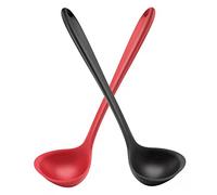 Armrouns 12" Silicone Ladle Spoon Set of 2, Long handle soup spoons Seamless & Nonstick, Heat resistant 600 °F Kitchen Soup Ladles for Cooking.