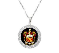 Arms of Barrow in Furness Round Pendant Necklaces for Women Alloy Rhinestone Jewelry Custom Picture Necklace