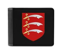Arms of E-ssex County Council Leather Men's Bifold Wallet Minimalist Credit Card Holder Simple Coin Purse with Hidden Slots