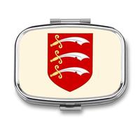 Arms of E-ssex County Council Portable Pill Organizer with 2 Compartments Square Medicine Box Compact Travel Pharmacy Case