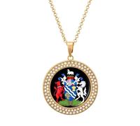 Arms of Oxfordshire County Council Round Pendant Necklaces for Women Alloy Rhinestone Jewelry Custom Picture Necklace