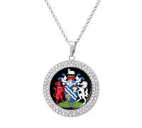 Arms of Oxfordshire County Council Round Pendant Necklaces for Women Alloy Rhinestone Jewelry Custom Picture Necklace