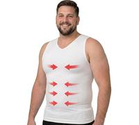 ARMSTRONG AMERICA Mens Compression Shirt Slimming Shapewear | V Neck Gynecomastia Compression Shirts for Men | Body Shaper Undershirt Tank Top (White, 3XL-Large)