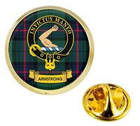 Armstrong Scottish Clan Crest Lapel Pin Badge in Gold Colour Product Of Scotland