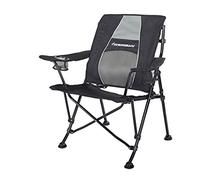 Armurillo Strongback Guru Black - Ergonomic Foldable Camping Chair with Lumbar Support, 50 cm-wide chair, armrests, drinks holder