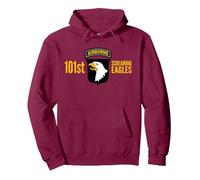 ARMY 101ST AIRBORNE DIVISION US Pullover Hoodie, Adult Unisex, Burgundy, Small