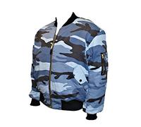 Army and Outdoors Camouflage MA1 Bomber Flight Jacket with Heavy Brass Zip (XL, Midnight)