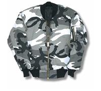 Army and Outdoors Camouflage MA1 Bomber Flight Jacket with Heavy Brass Zip (XL, Urban)