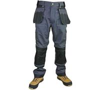 Army And Workwear Exact Colour: Grey/Black - with Contrast Stitch Detail | Size: 34 Waist | Length: 32" Regular Leg - R | Use: Tough Mens Builders Joiners Action Pants Snickers