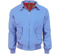 Army And Workwear Harrington Jacket with Check Lining Made in Britain Men's Zip Classic Bomber Jacket, lightblue, L