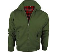 Army And Workwear Harrington Jacket With Check Lining Made In Britain Men's Zip Classic Bomber Jacket, khaki, L