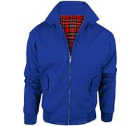 Army And Workwear Harrington Jacket With Check Lining Made In Britain Men's Zip Classic Bomber Jacket, royal, XXXXXL